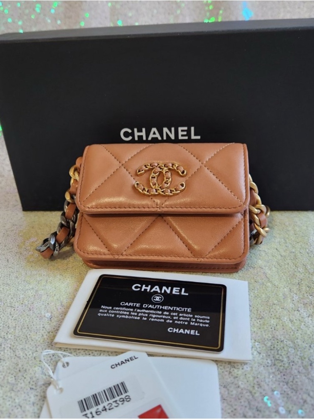 CHANEL Mini Quilted Lambskin Belt Bag in Tan with Gold Hardware - Picture 5 of 8